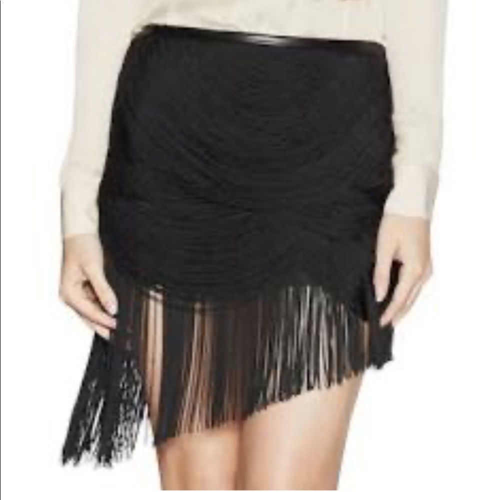 Fringe asymmetrical skirt
